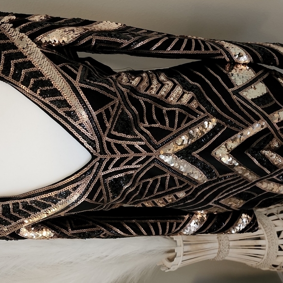 Express Geometric Sequin Mini Bodycon Dress NWT - Picture 4 of 8